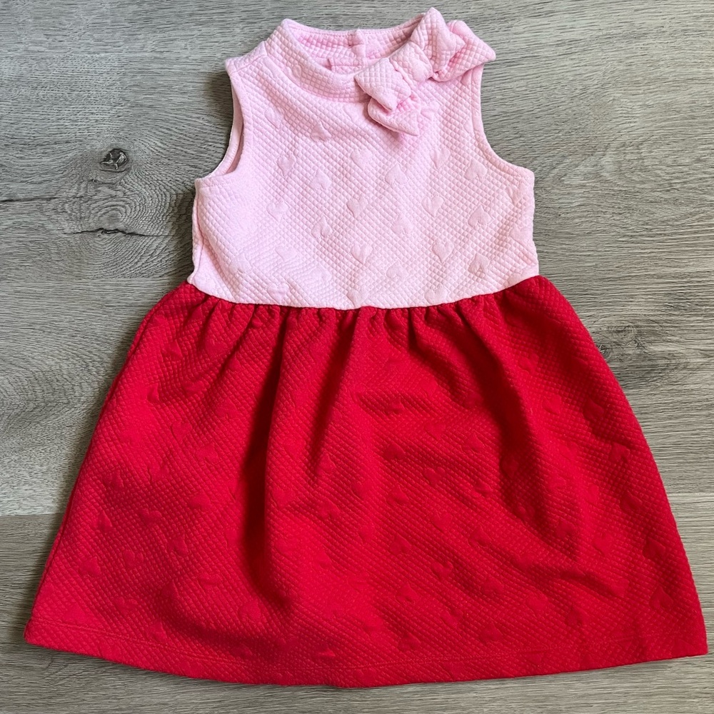 Janie & jack pink and Red heart sleeveless toddler dress size 2T